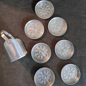 Vintage 1960s Aluminum Coaster and Caddy Set